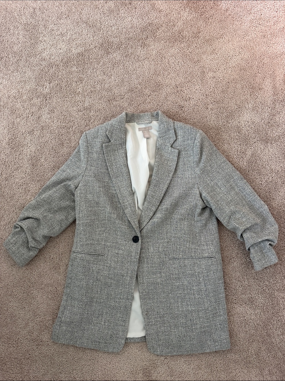 H&M Gray Textured Single-Button Women's Blazer